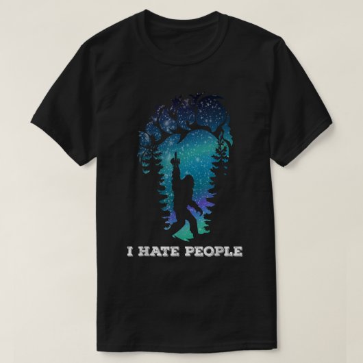 Funny Bigfoot I Hate People Design Tシャツ (デザイン正面)