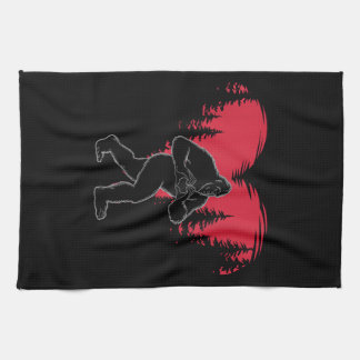 Funny Bigfoot in Love Heart Happy Valentine's Day キッチンタオル