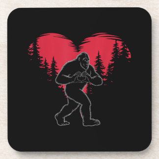 Funny Bigfoot in Love Heart Happy Valentine's Day コースター