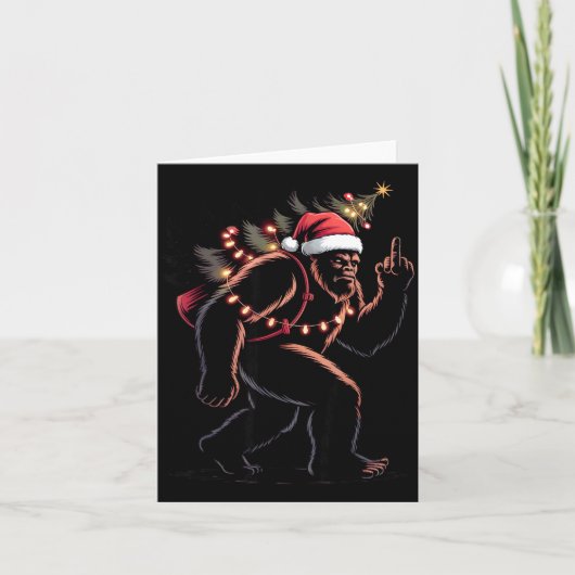 Funny Bigfoot Middle Finger Christmas Sasquatch An カード (正面)
