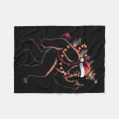 Funny Bigfoot Middle Finger Christmas Sasquatch An フリースブランケット (正面(横))