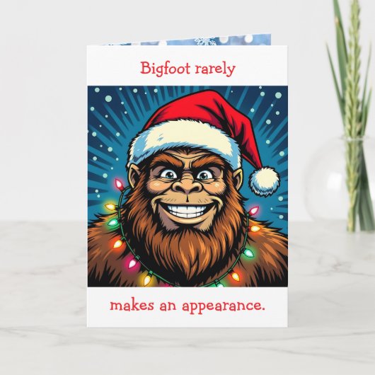 Funny Bigfoot Pun Christmas カード (正面)