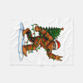 Funny Bigfoot Rock On Christmas Lights Snow Holida フリースブランケット (正面(横))