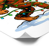 Funny Bigfoot Rock On Christmas Lights Snow Holida ポスター (角)