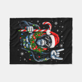 Funny Bigfoot Rock On Pajamas Pjs Christmas Xmas M フリースブランケット (正面(横))