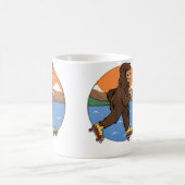 Funny Bigfoot Roller Skating Lover Skater Illustra コーヒーマグカップ (中央)