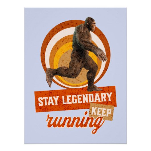 Funny Bigfoot Running Motivation ポスター (正面)