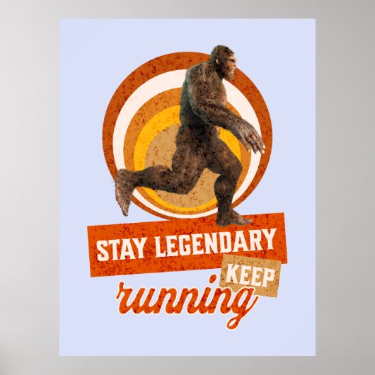 Funny Bigfoot Running Motivation ポスター (正面)