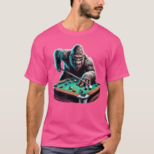 Funny Bigfoot Sasquatch Billiards Pool Player Men  Tシャツ (正面)