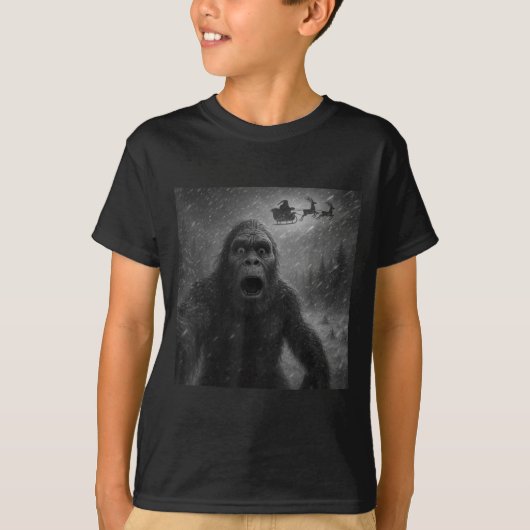 Funny Bigfoot Sasquatch Selfie Santa Claus Xmas Ch Tシャツ (正面)