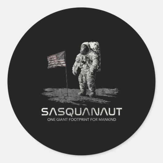 Funny Bigfoot Sasquatch Space Sasquanaut  ラウンドシール (正面)