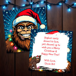 Funny Bigfoot Sasquatch Yeti Christmas シーズンカード