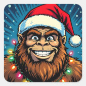 Funny Bigfoot Sasquatch Yeti Christmas スクエアシール (正面)