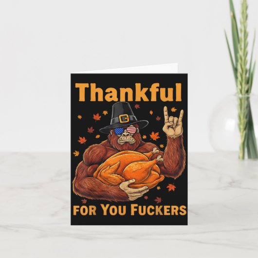 Funny Bigfoot Thanksgiving Thankful For You Forers カード (正面)