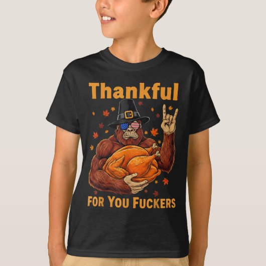 Funny Bigfoot Thanksgiving Thankful For You Forers Tシャツ (正面)