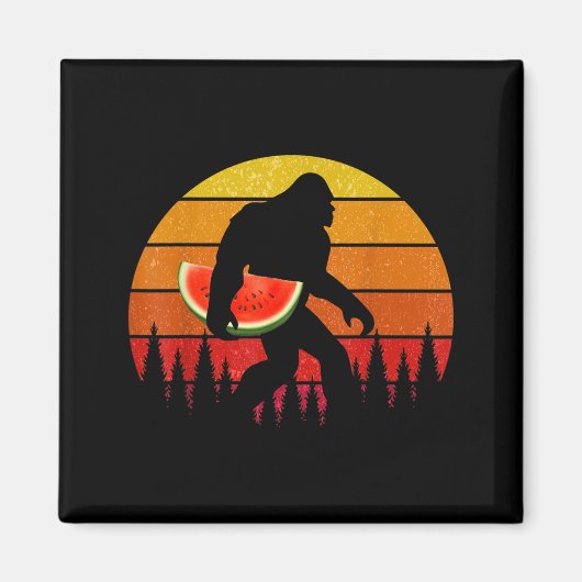 Funny Bigfoot With Watermelon Slice Melon Summer マグネット (正面)