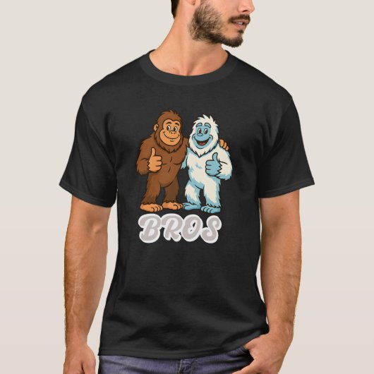 Funny Bigfoot Yeti Bros Mythical Creatures Tシャツ (正面)