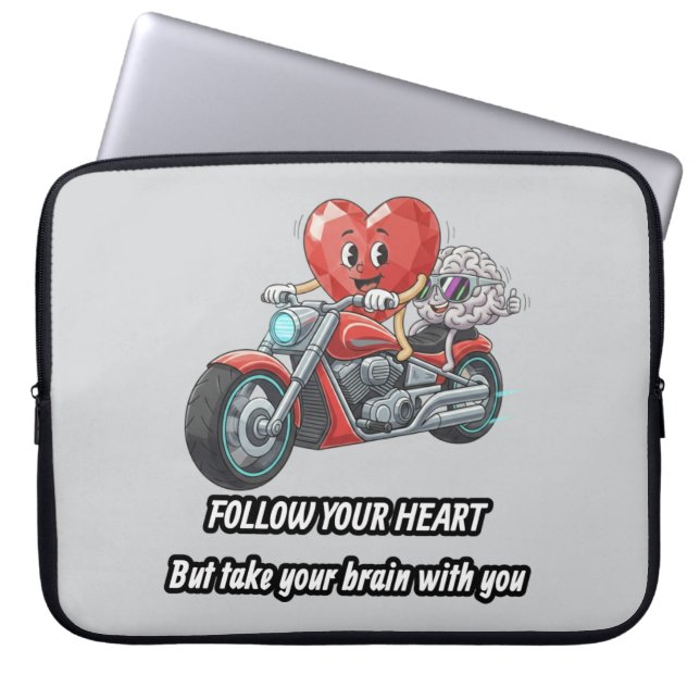 Funny biker heart follow your heart quote  ラップトップスリーブ (正面)