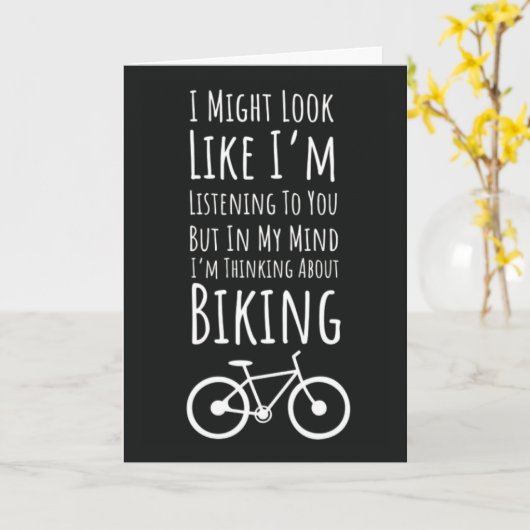 Funny Biking Cards Cyclist Biker Bicycle Cycling カード (黄色い花)