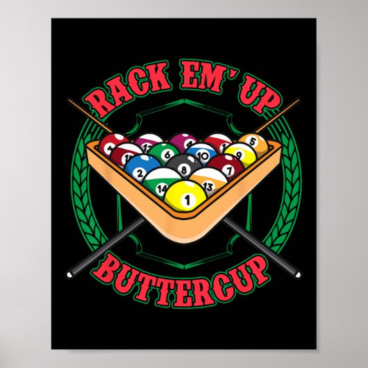 Funny Billiards Pool Hall Snooker Rack Em Up Butte ポスター (正面)