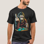 Funny Billiards Pool Player Retro Bigfoot Sasquatc Tシャツ (正面)