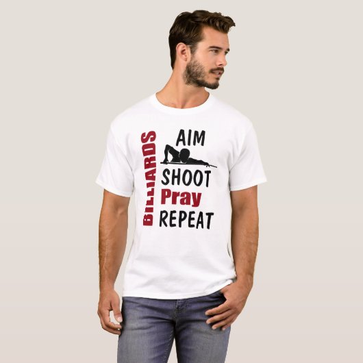 Funny Billiards Pool Shooting Aiming Tシャツ (正面フル)