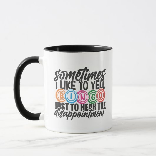 Funny Bingo yelling word art マグカップ (左)