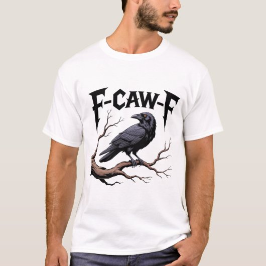 funny Bird Black Crow f-caw-f skull Tシャツ (正面)