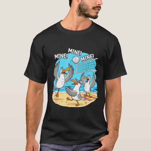 Funny Bird Playing Volleyball Mine Game Day Vibes Tシャツ (正面)