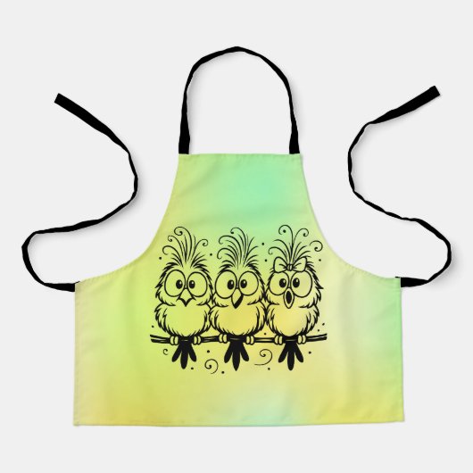 Funny Birds Cartoon-56456 エプロン (正面)