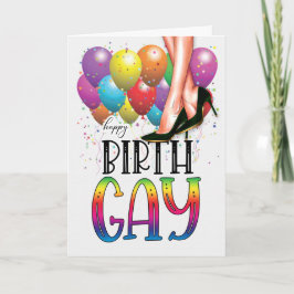 Funny Birth GAY White Female Legs Rainbow Birthday カード