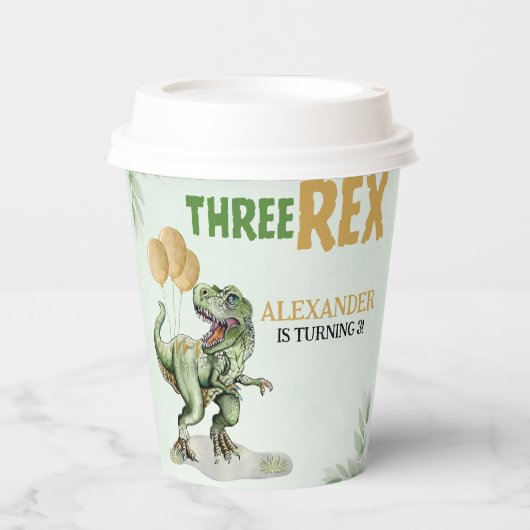 Funny Birthday 3d Boy with Dinosaur Theme 紙コップ (正面)