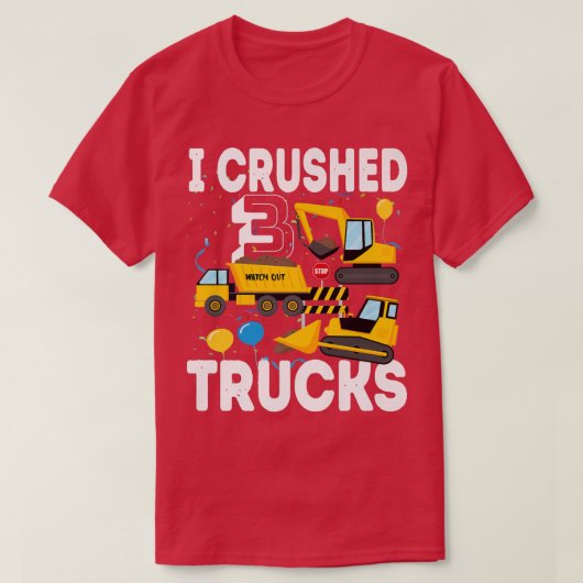 Funny Birthday Boy 3 Party Balloons Construction T Tシャツ (デザイン正面)