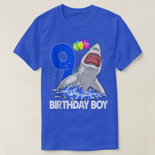 Funny Birthday Boy 9 Shark TeeWomen Celebration Gi Tシャツ (デザイン正面)