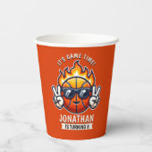 Funny Birthday Boy with Basketball Theme 紙コップ (裏面)