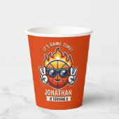 Funny Birthday Boy with Basketball Theme 紙コップ (正面)