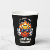 Funny Birthday Boy with Basketball Theme 紙コップ (裏面)