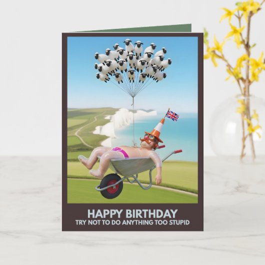 Funny Birthday Card カード (黄色い花)
