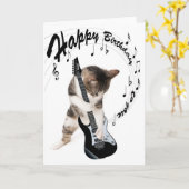 Funny birthday card cat with guitar カード (黄色い花)