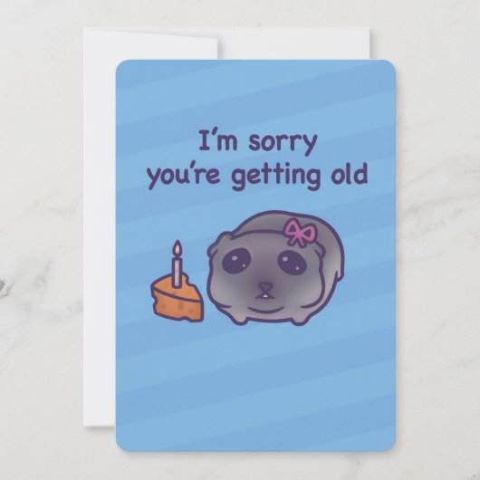 Funny Birthday Card – Cute Guinea Pig & Cake シーズンカード (正面)