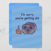 Funny Birthday Card – Cute Guinea Pig & Cake シーズンカード (正面/裏面)