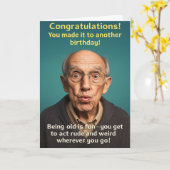 Funny Birthday Card Old Age カード (黄色い花)