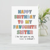 Funny Birthday Card Sister, to my favourite Sister シーズンカード (スタンド正面)