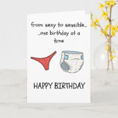 Funny Birthday Card - Thong to Nappy カード (黄色い花)