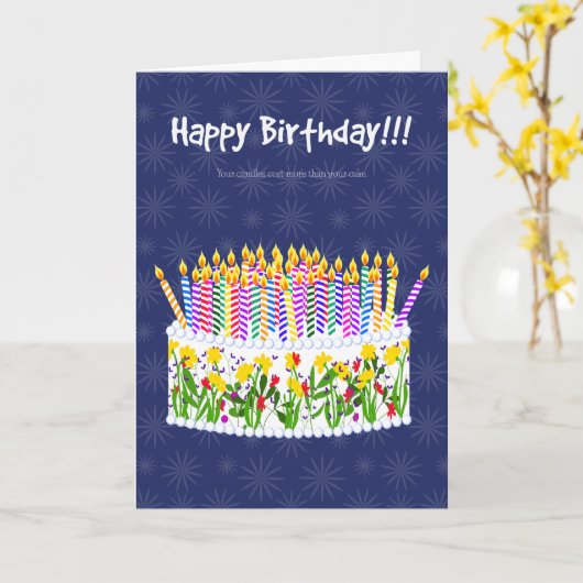 Funny Birthday Card | Too Many Candles カード (黄色い花)