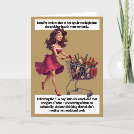 Funny Birthday Card  Wine Cart 5-a-day Joke カード (正面)