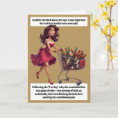 Funny Birthday Card  Wine Cart 5-a-day Joke カード (黄色い花)