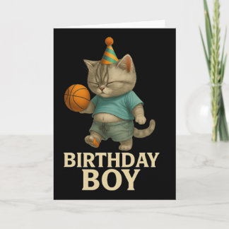 Funny Birthday Cat Playing Sketll – Slam Dunk Kity カード