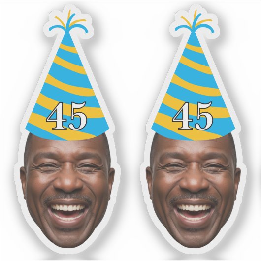 Funny Birthday Face with Party Hat & Custom Age シール (正面)