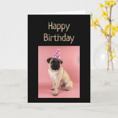 Funny Birthday Pug Dog Old Age Humor  カード (黄色い花)